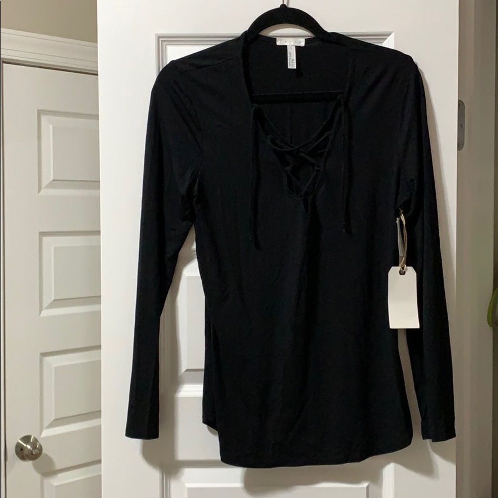 Black lace-up top